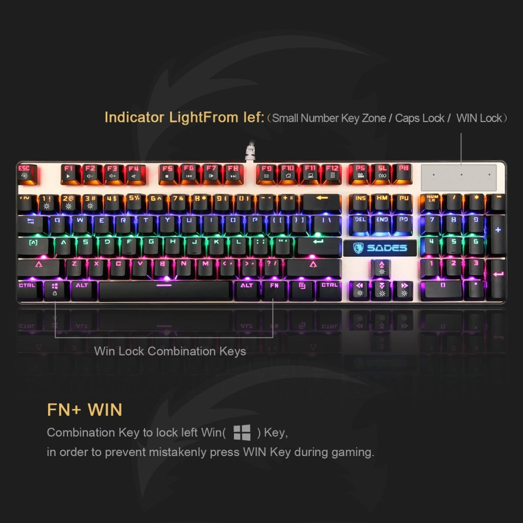Sades K10 Led Backlit Wired Usb Mechanical Gaming Keyboard