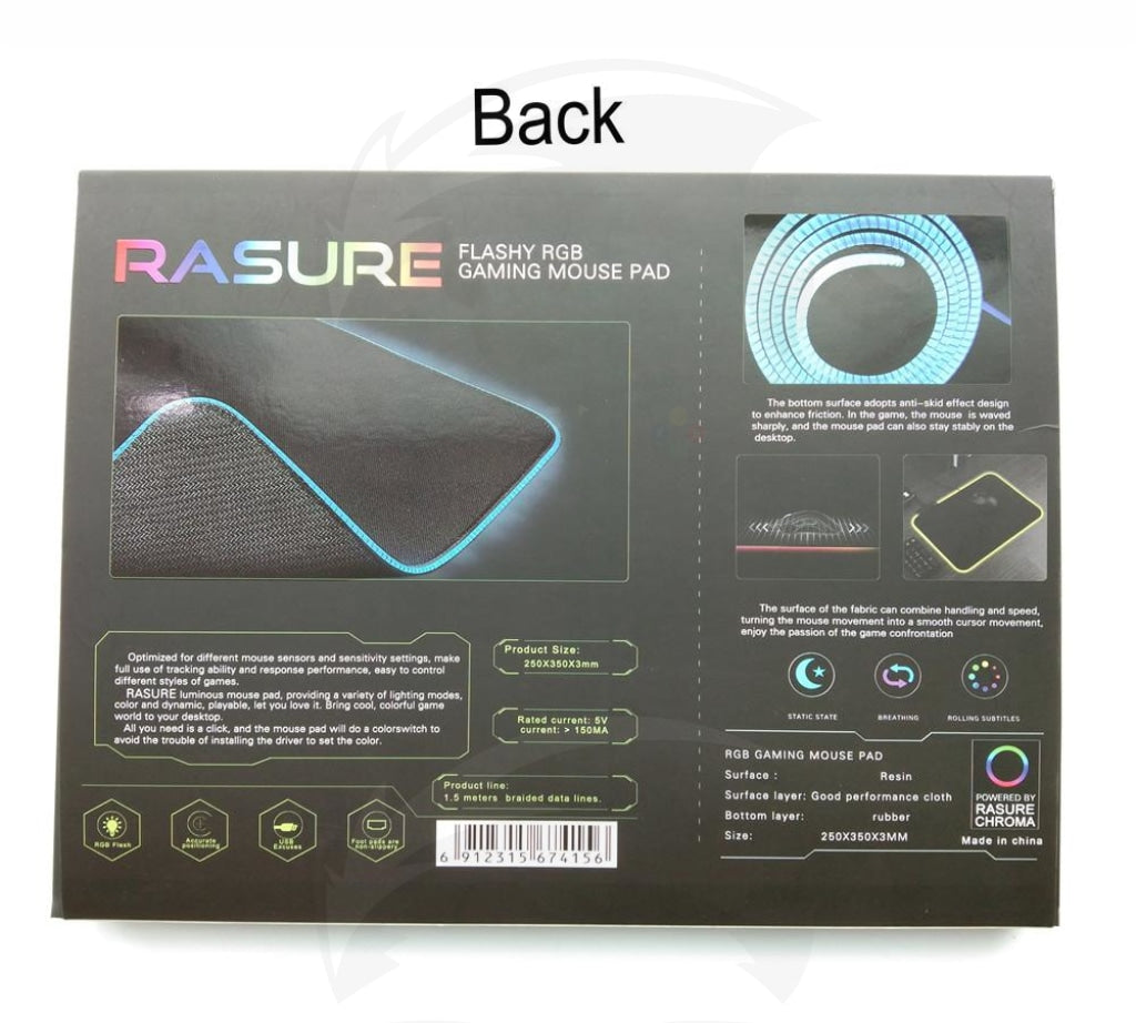 Rasure Flashing Lighting Mouse Pads Rgb Blank Mousepad