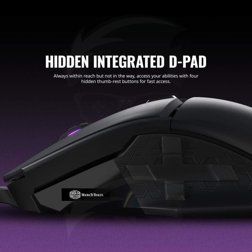 Cooler Master Mm830 Gaming Mouse With 24 000 Dpi Sensor Hidden D-Pad Buttons 4-Zone Rgb And