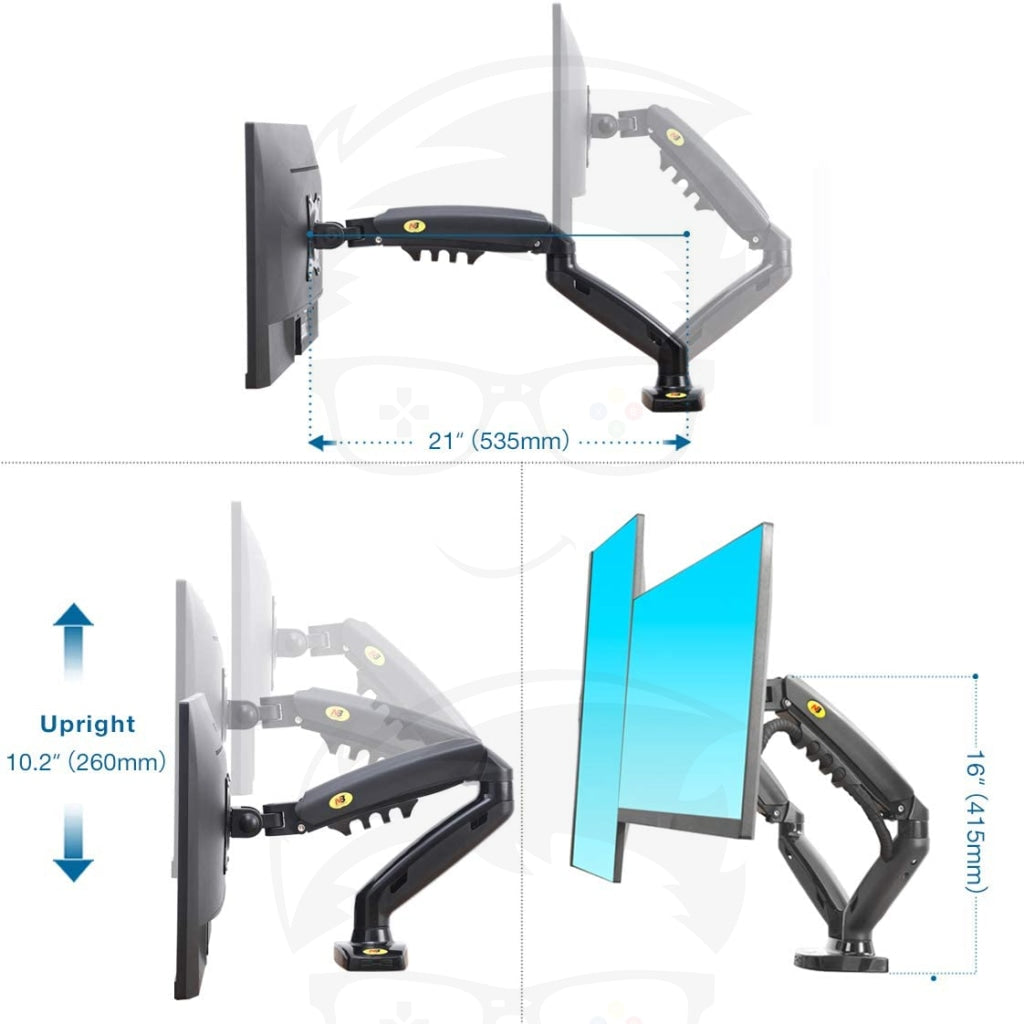 NB North Bayou F160 Dual Monitor Desk Mount Stand Full Motion Swivel Computer Monitor Arm for Two Screens