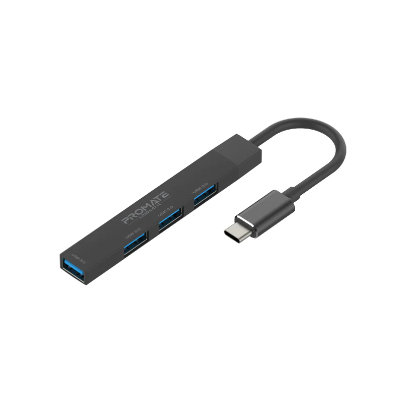 PROMATE LITEHUB -4 BLACK 4-in-1 Multi-Port USB-C Data Hub