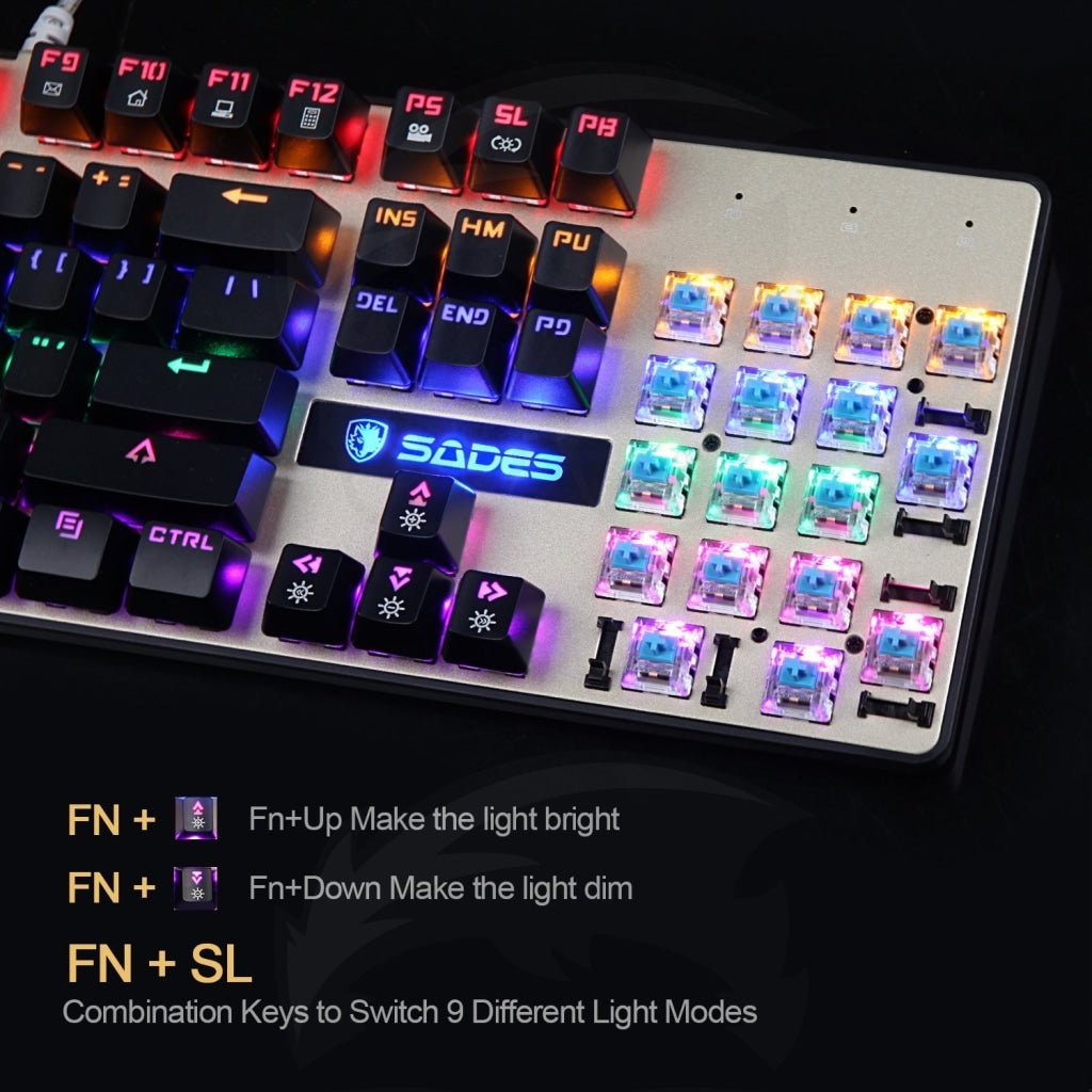 Sades K10 Led Backlit Wired Usb Mechanical Gaming Keyboard