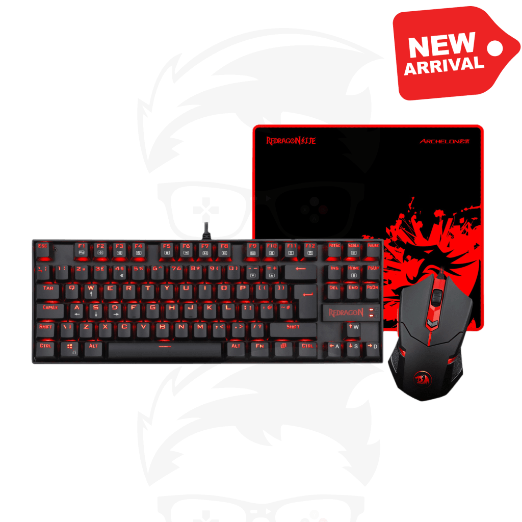 Redragon Gaming Keyboard And Mouse Plus Pad Combo K552-Ba-Uk Red Rgb Led Backlit 87 Key Mechanical