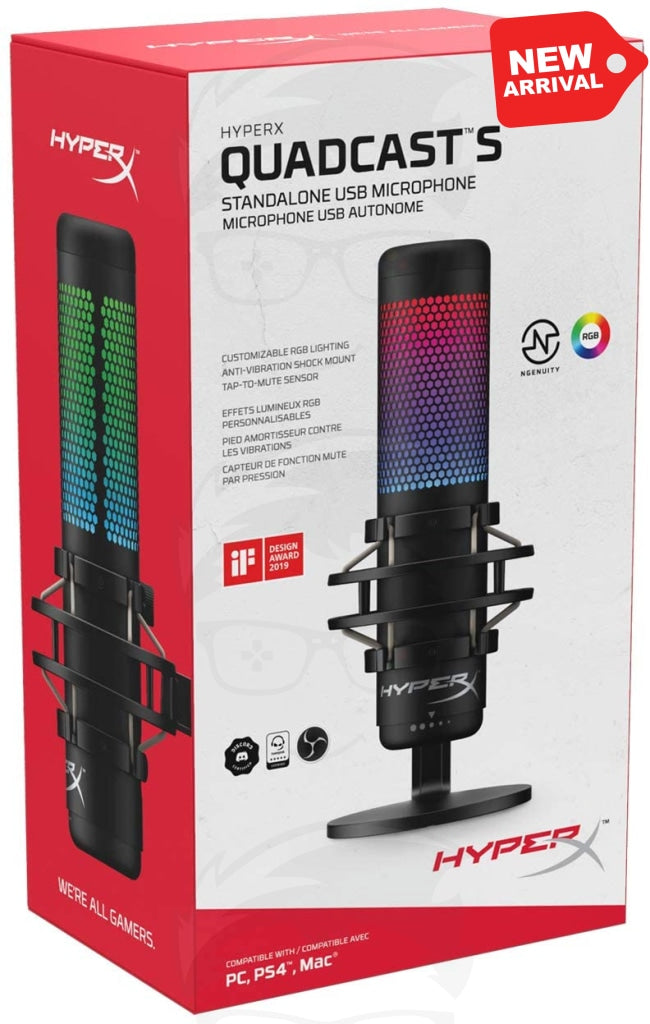 HyperX QuadCast S – RGB USB Condenser Microphone for PC, PS4, PS5