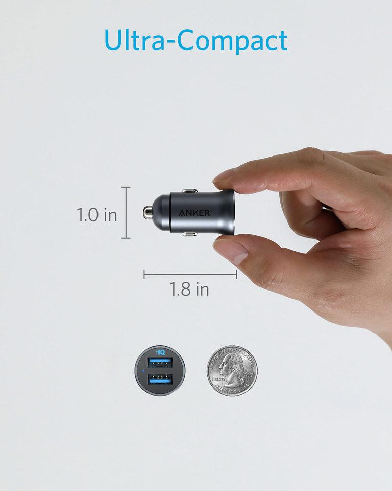 Anker PowerDrive 2 Alloy 24W Car Charger with 2 Ports