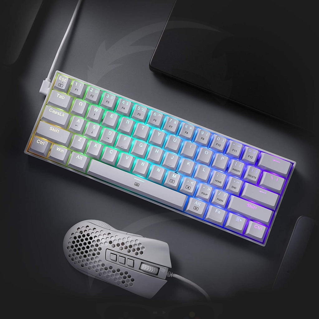 Redragon K630 Dragonborn 60% Wired RGB Gaming Keyboard - Black\White