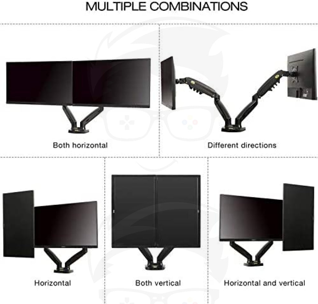 NB North Bayou F160 Dual Monitor Desk Mount Stand Full Motion Swivel Computer Monitor Arm for Two Screens