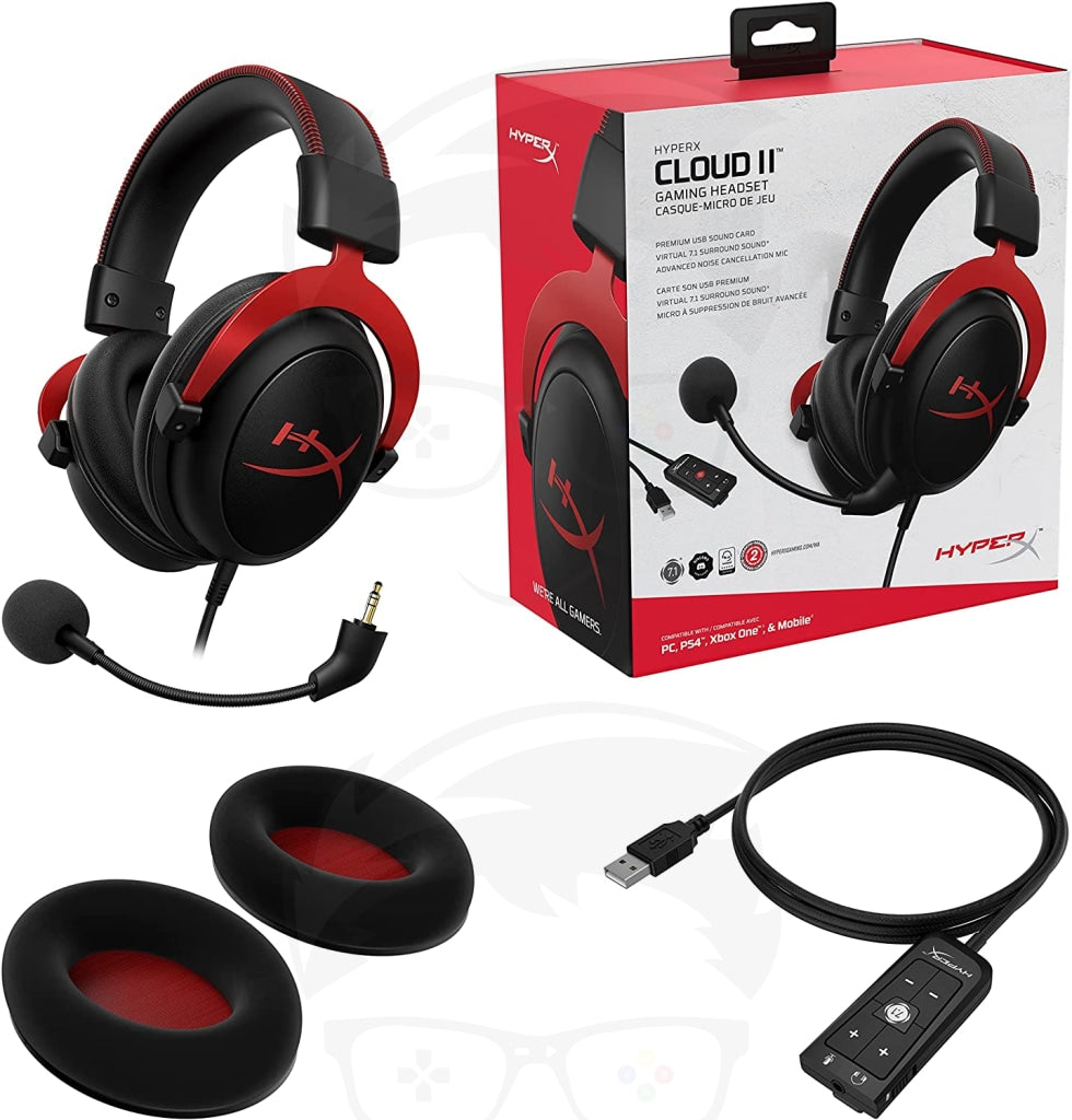 HyperX Cloud II - Gaming Headset, 7.1  PC, PS5, PS4, Xbox Series X|S, Xbox One – Red