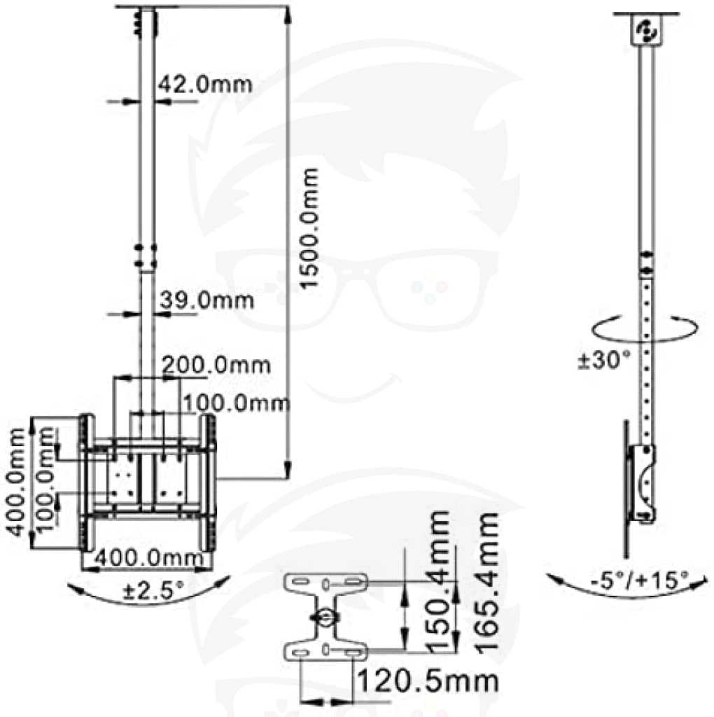 NB North Bayou T560-15 Ceiling Mount For 32-57 Inch TV