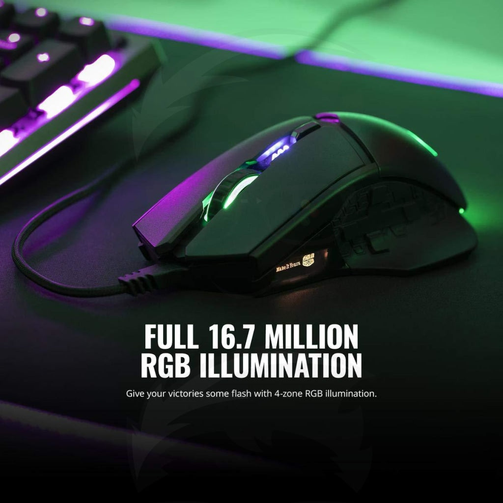 Cooler Master Mm830 Gaming Mouse With 24 000 Dpi Sensor Hidden D-Pad Buttons 4-Zone Rgb And