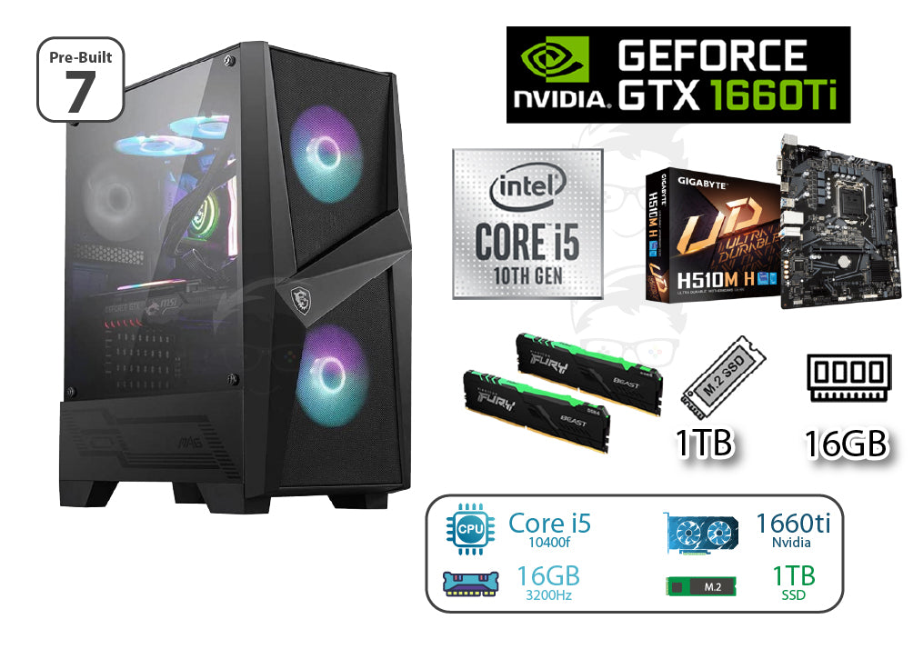 Pre-Built PC 7 - Core i5 10th GEN / GTX 1660ti  / 16GB RAM / 1TB SSD / H510
