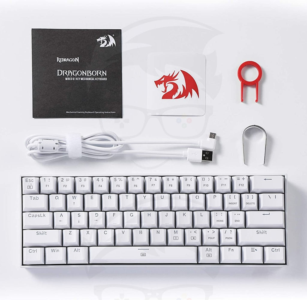 Redragon K630 Dragonborn 60% Wired RGB Gaming Keyboard - Black\White