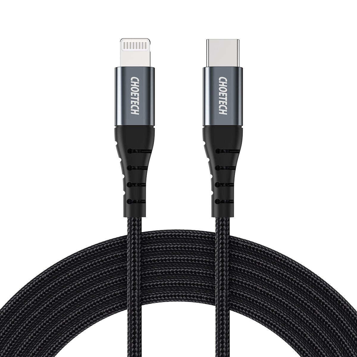 CHOETECH  IP0041 USB C To Lightning Cable [2m/6.6ft Apple MFi Certified] Premium Nylon Braided