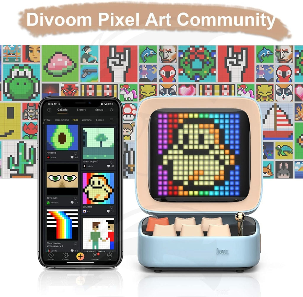 Divoom Ditoo Retro Pixel Art Game Bluetooth Speaker (Blue)