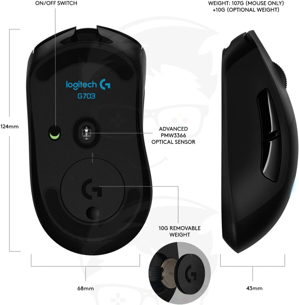 Logitech G703 LIGHTSPEED Wireless Hero- Gaming Mouse